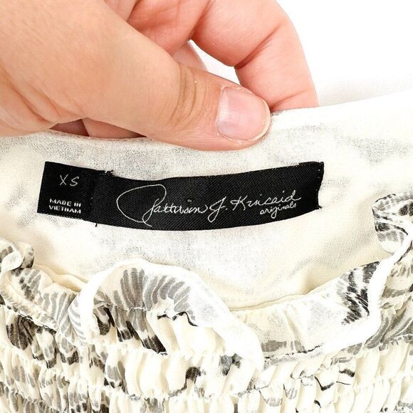 Patterson J Kincaid White Gray Bird Print Ruched Tank Dress XS - Picture 3 of 8